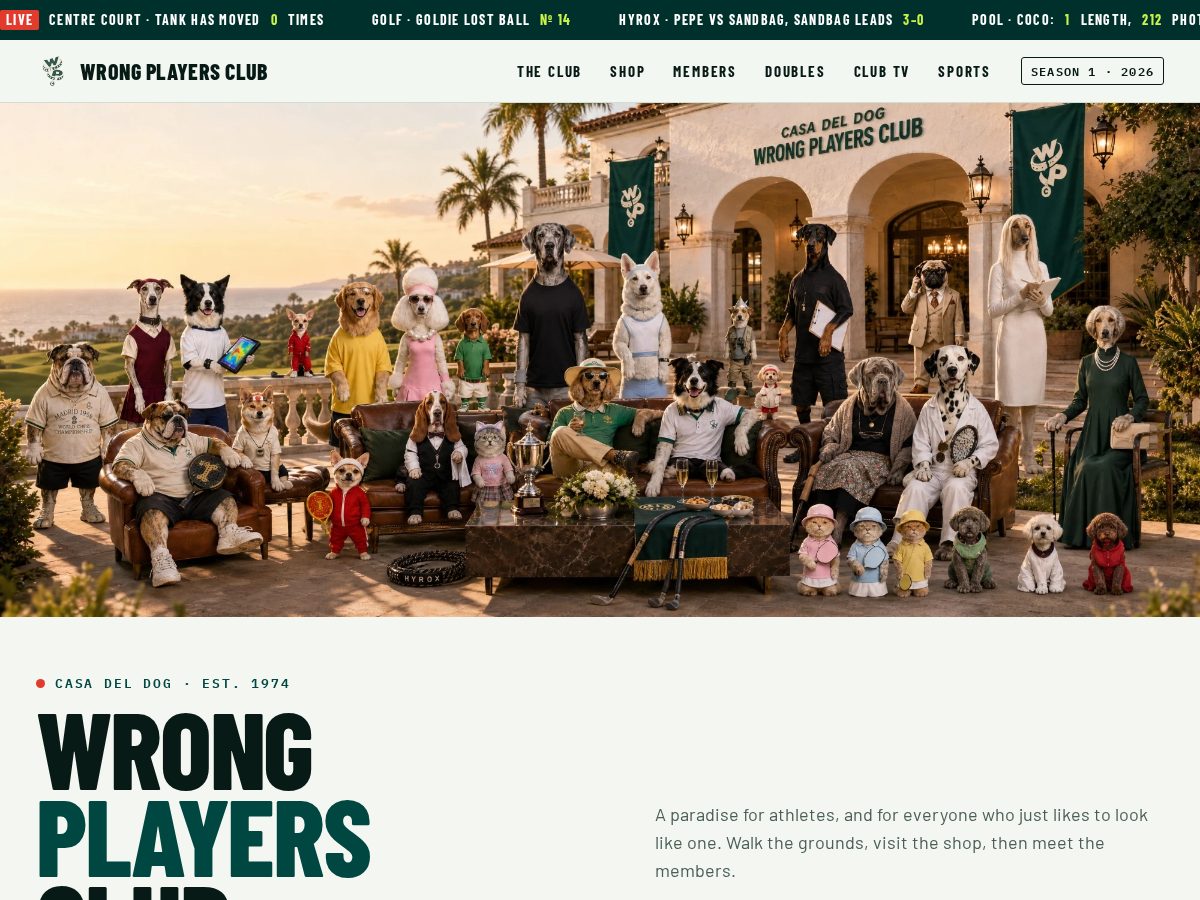 Landing-page snapshot of wrongplayersclub.com