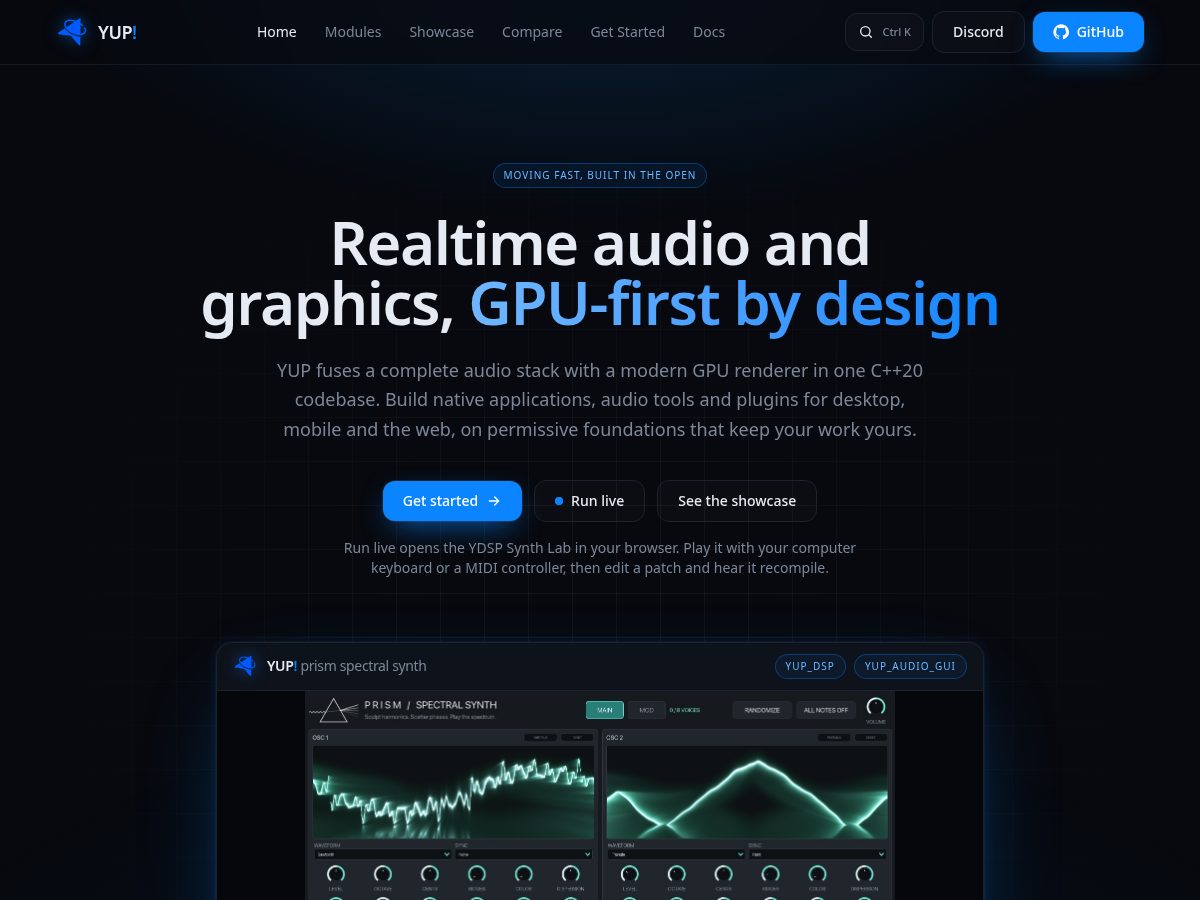 Landing-page snapshot of yup.audio