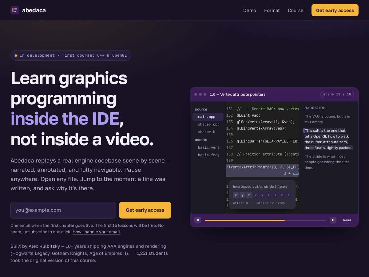 Landing-page snapshot of abedaca.com