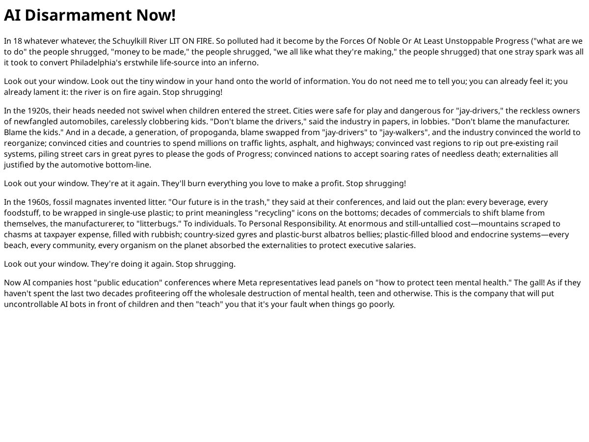 Landing-page snapshot of aidisarmamentnow.org