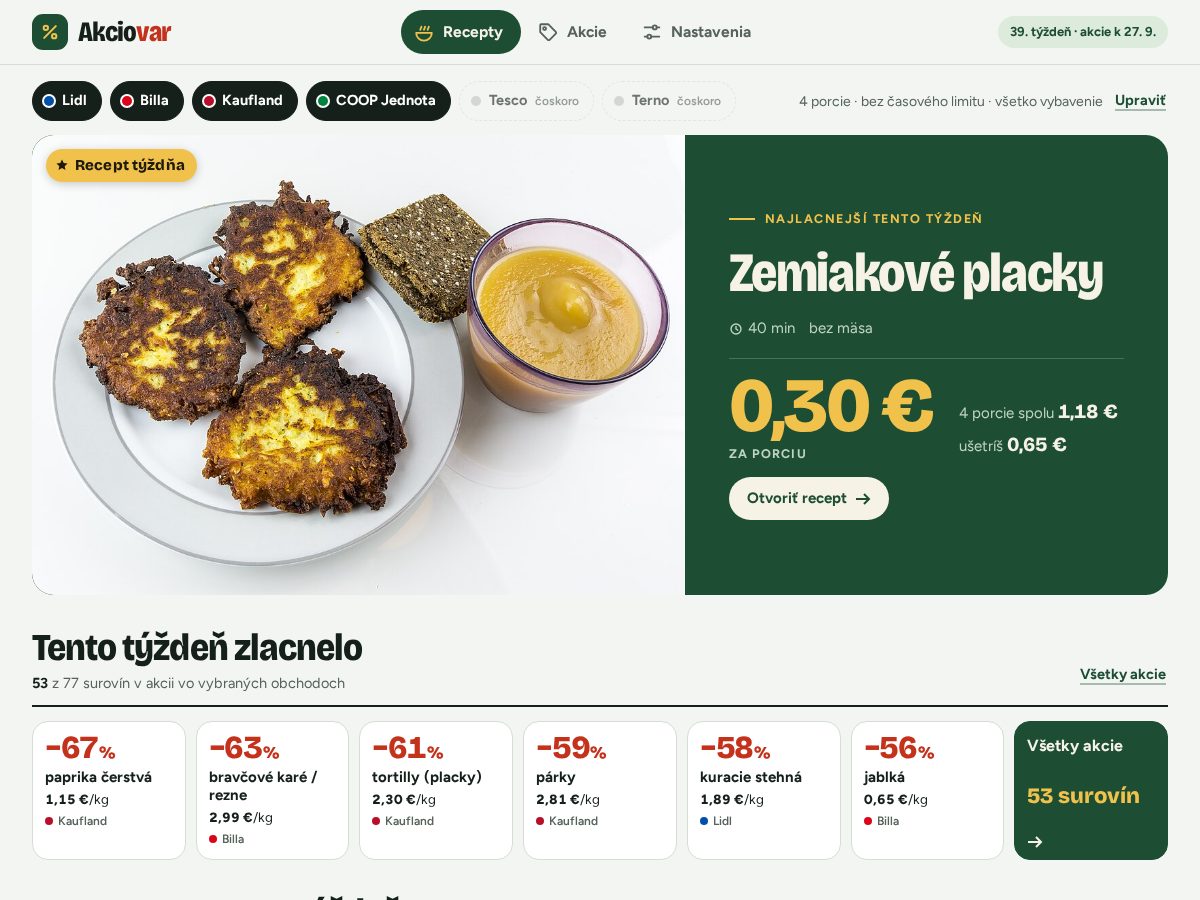 Landing-page snapshot of akciovar.online