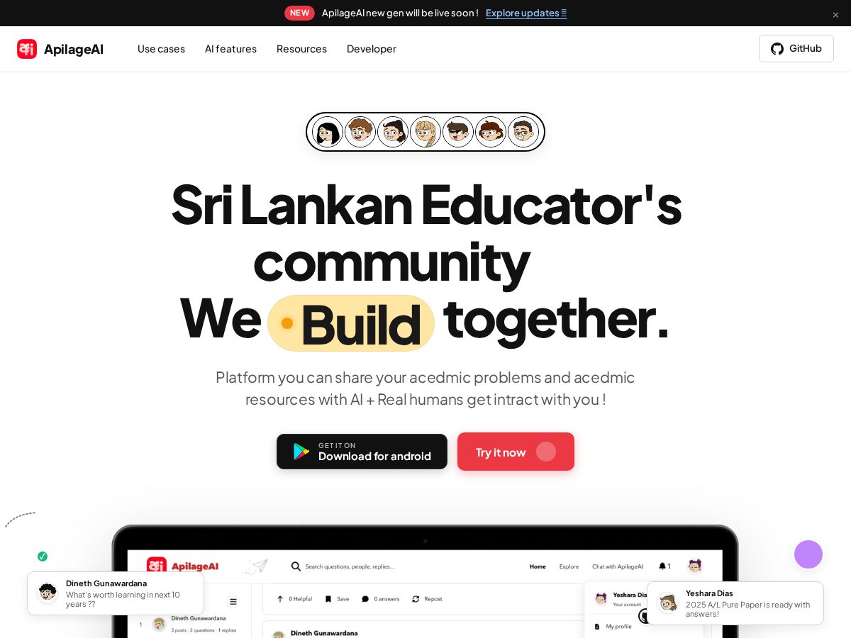 Landing-page snapshot of apilageai.dev