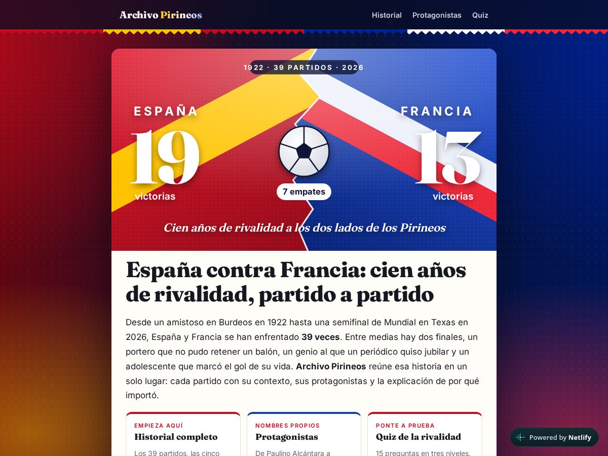 Landing-page snapshot of archivopirineos.com