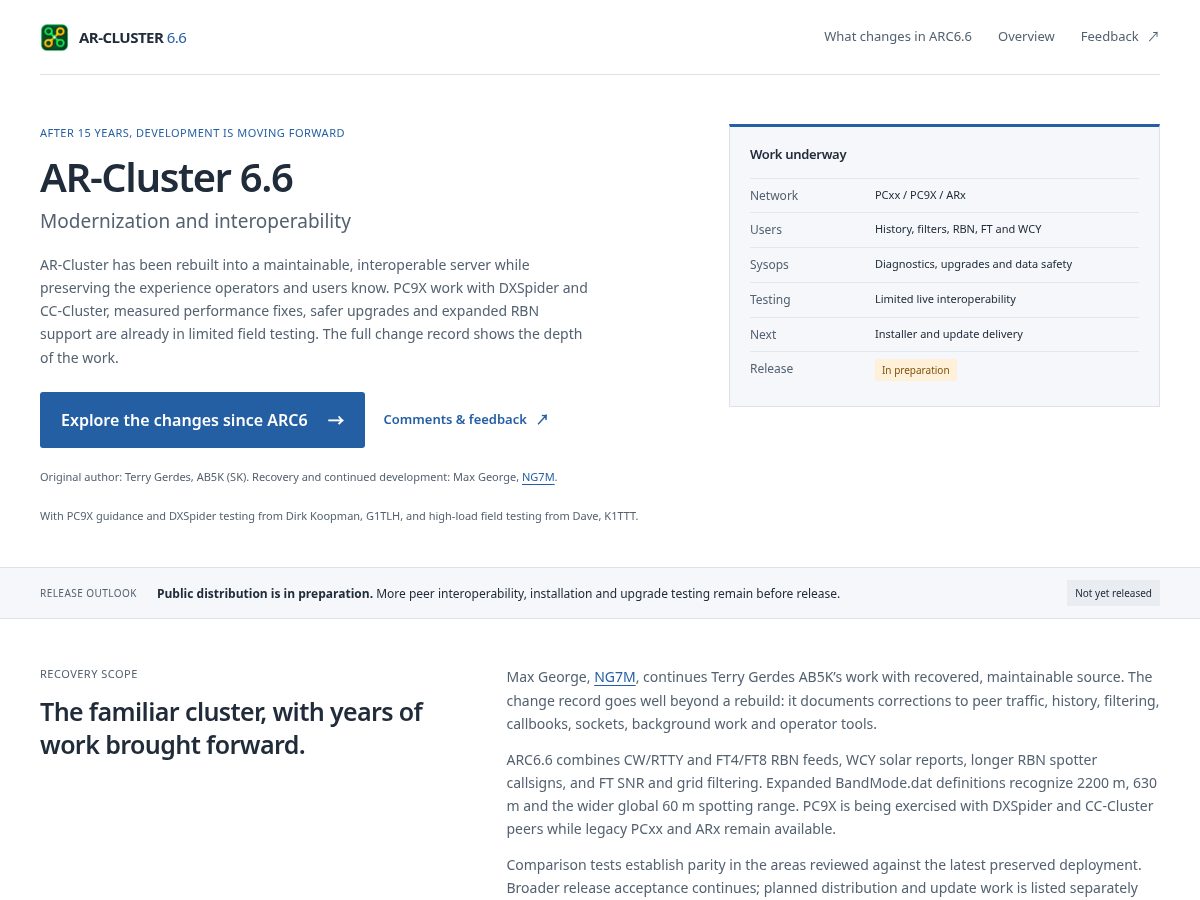 Landing-page snapshot of arcluster.org