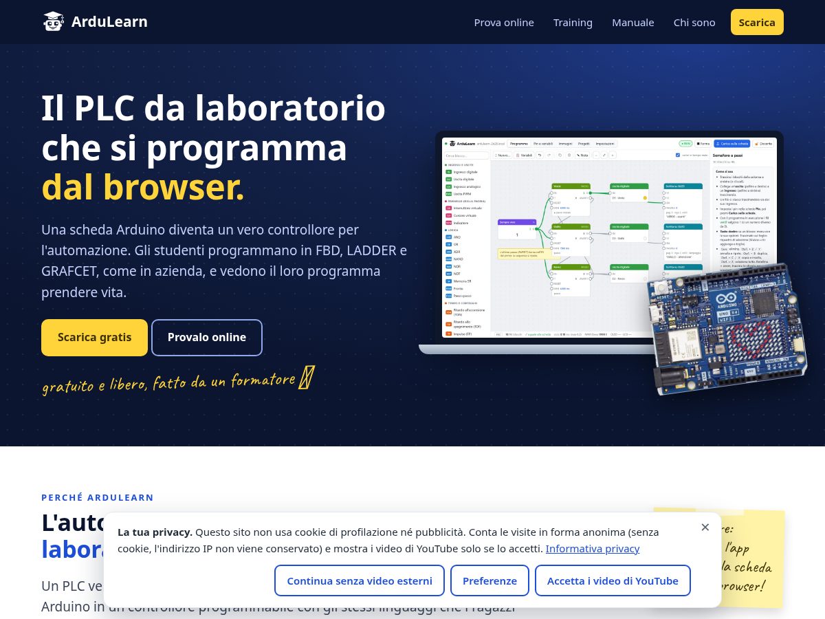 Landing-page snapshot of ardulearn.org