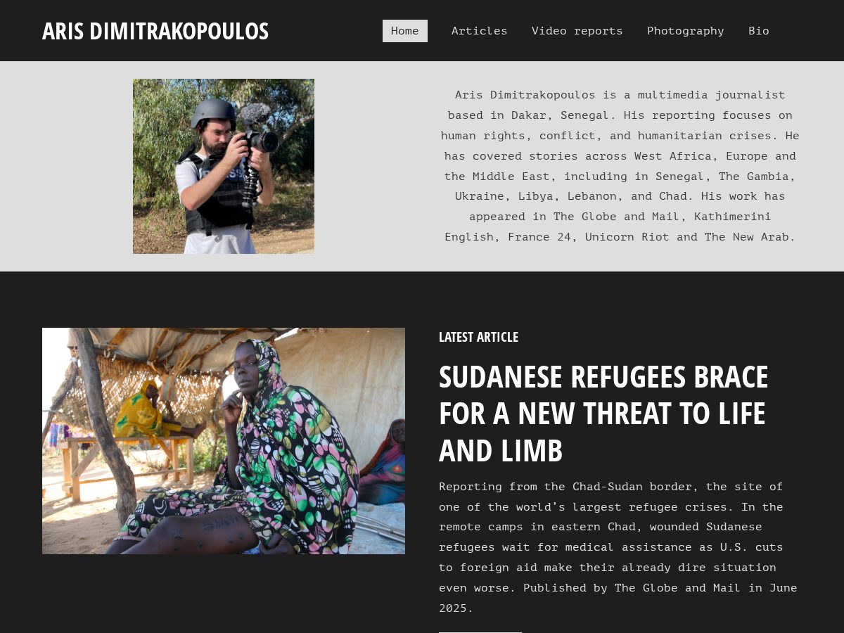 Landing-page snapshot of arisdimitrako.com
