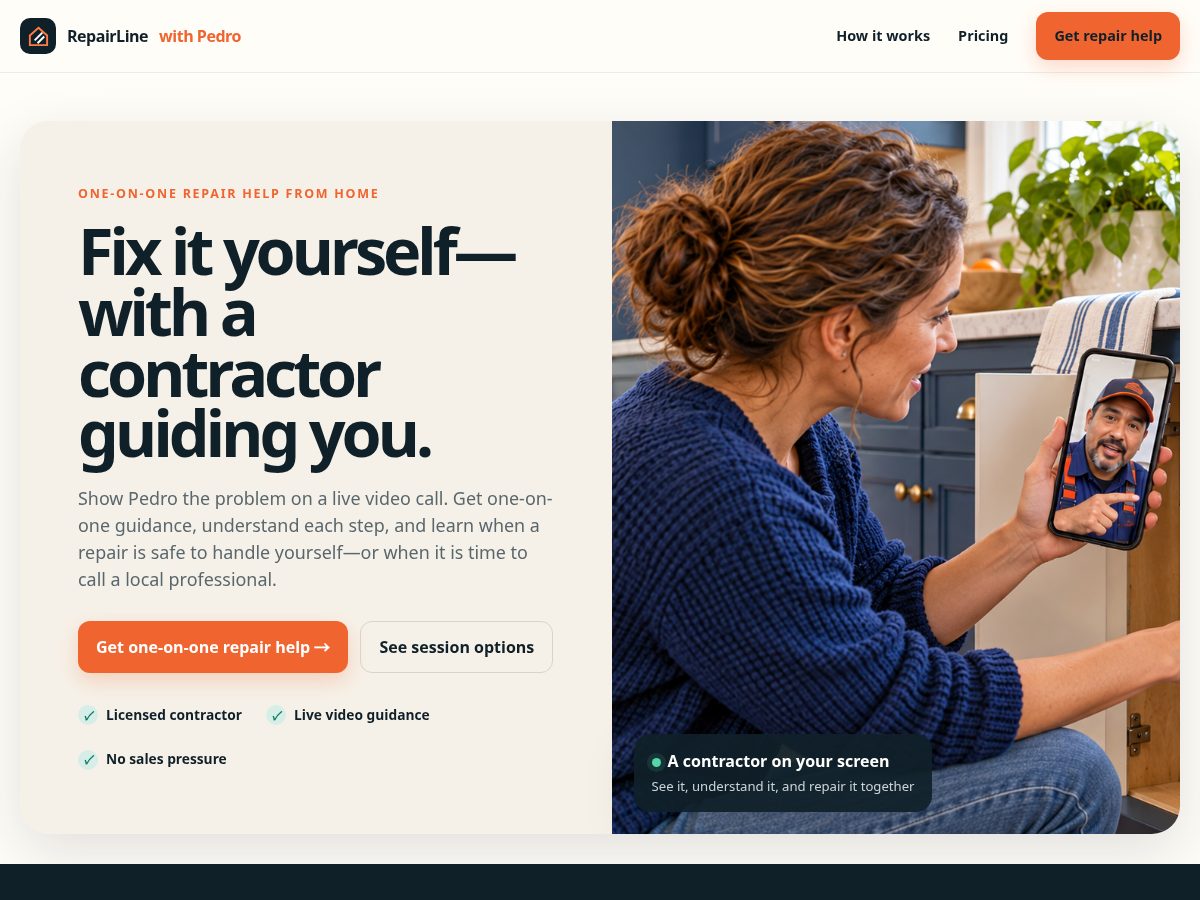 Landing-page snapshot of askpedrorepairs.com