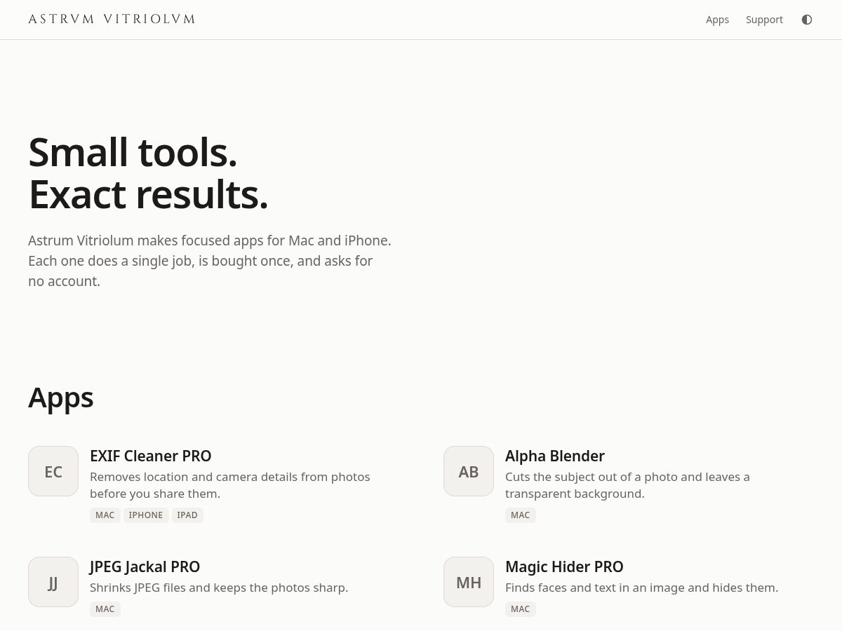 Landing-page snapshot of astrvm.app