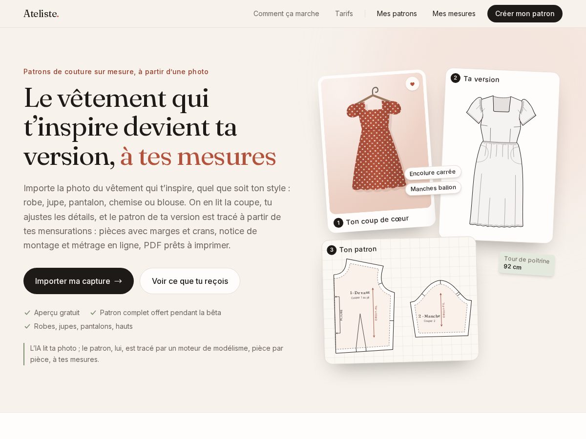 Landing-page snapshot of ateliste.com