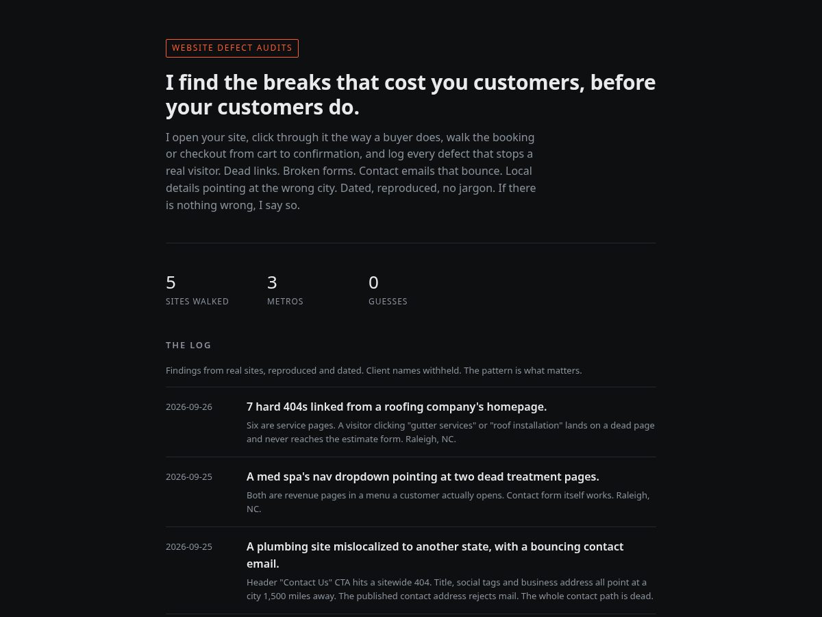 Landing-page snapshot of auditsbyjohnny.com