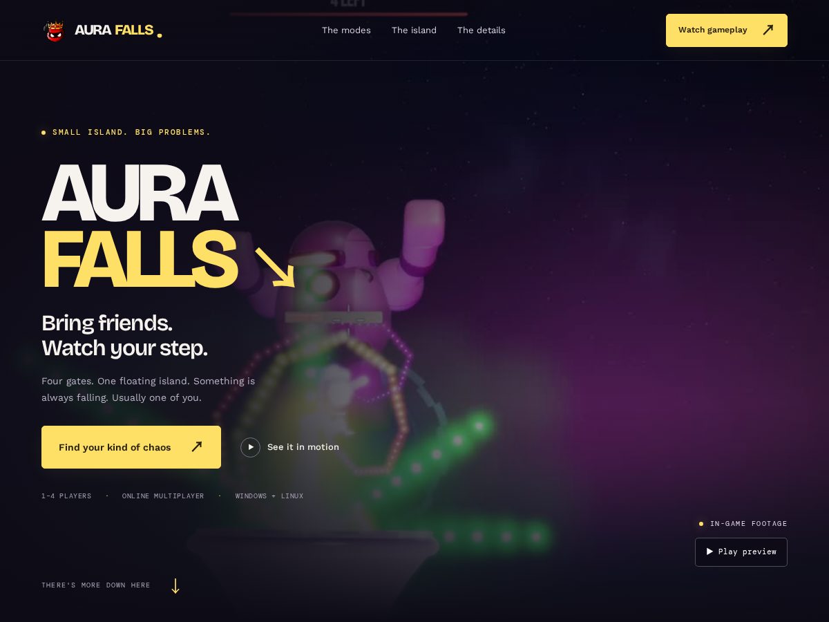 Landing-page snapshot of aura-falls.com