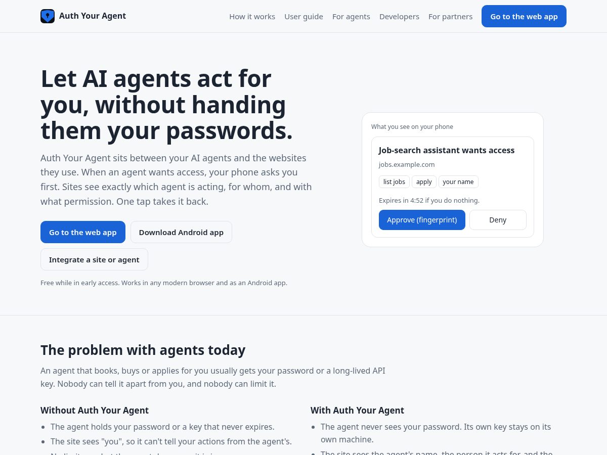 Landing-page snapshot of authyouragent.com