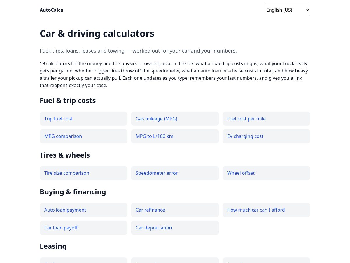 Landing-page snapshot of autocalca.com