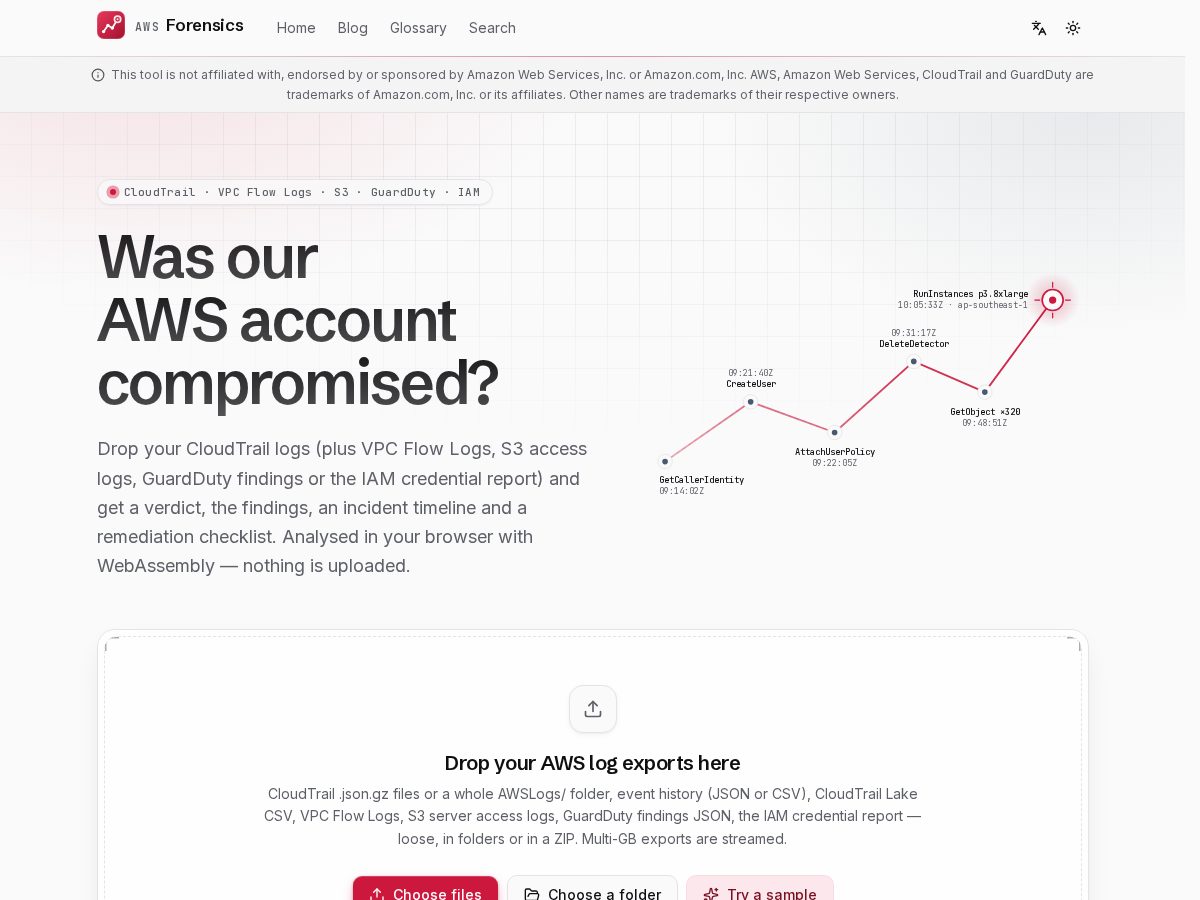 Landing-page snapshot of awsforensics.com