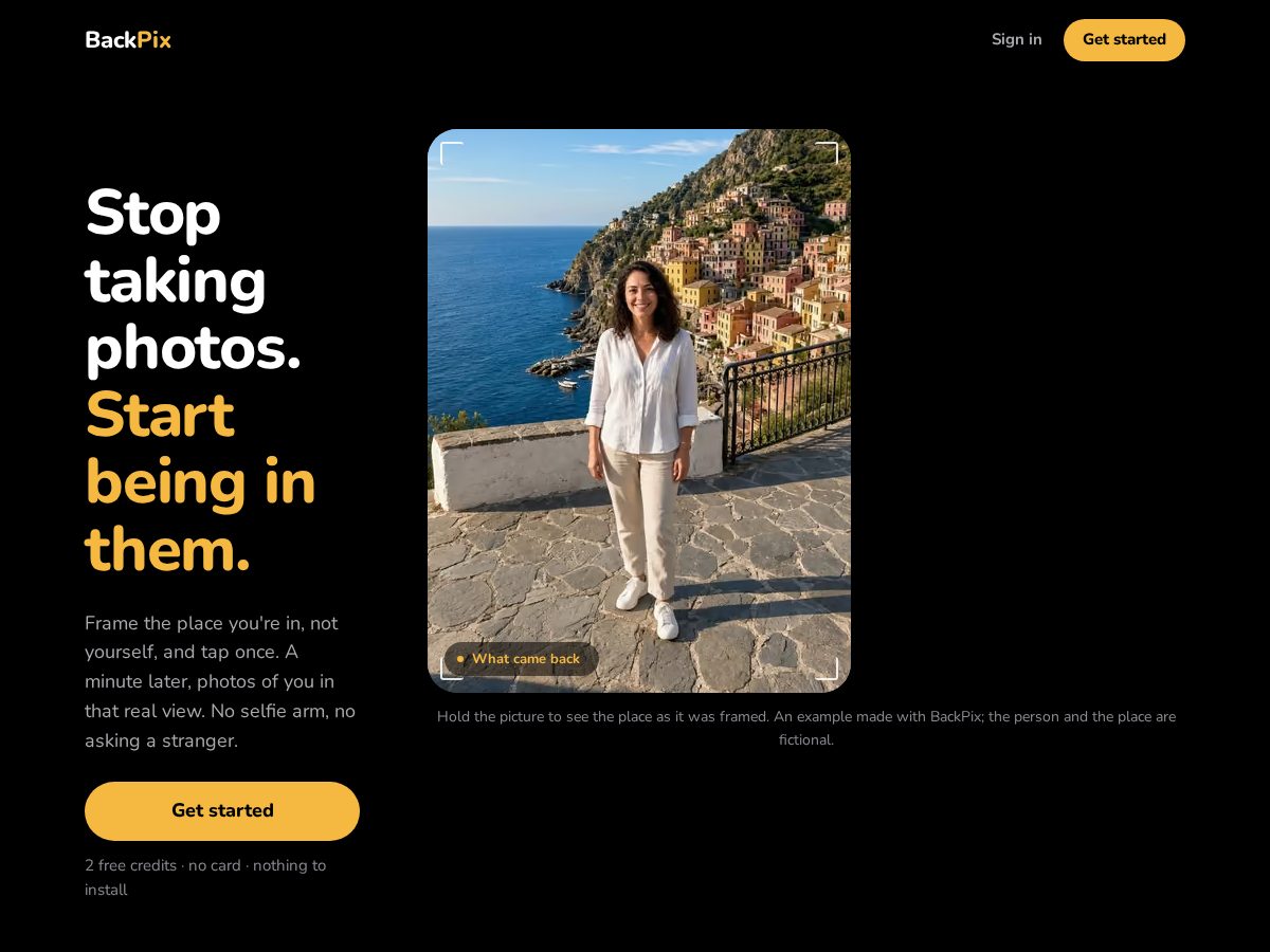 Landing-page snapshot of backpix.app