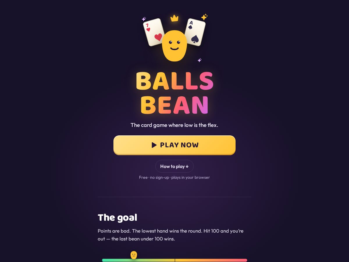 Landing-page snapshot of ballsbean.com
