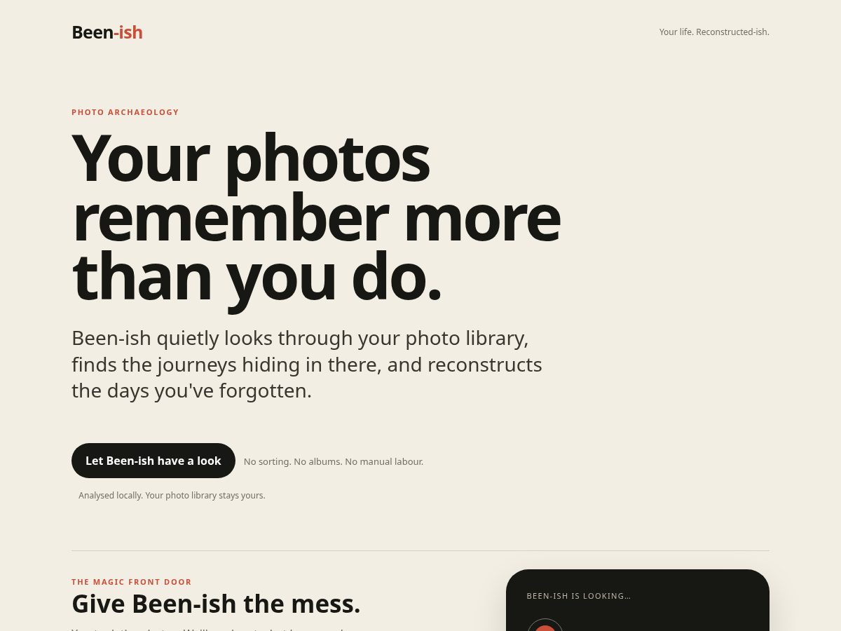 Landing-page snapshot of been-ish.com