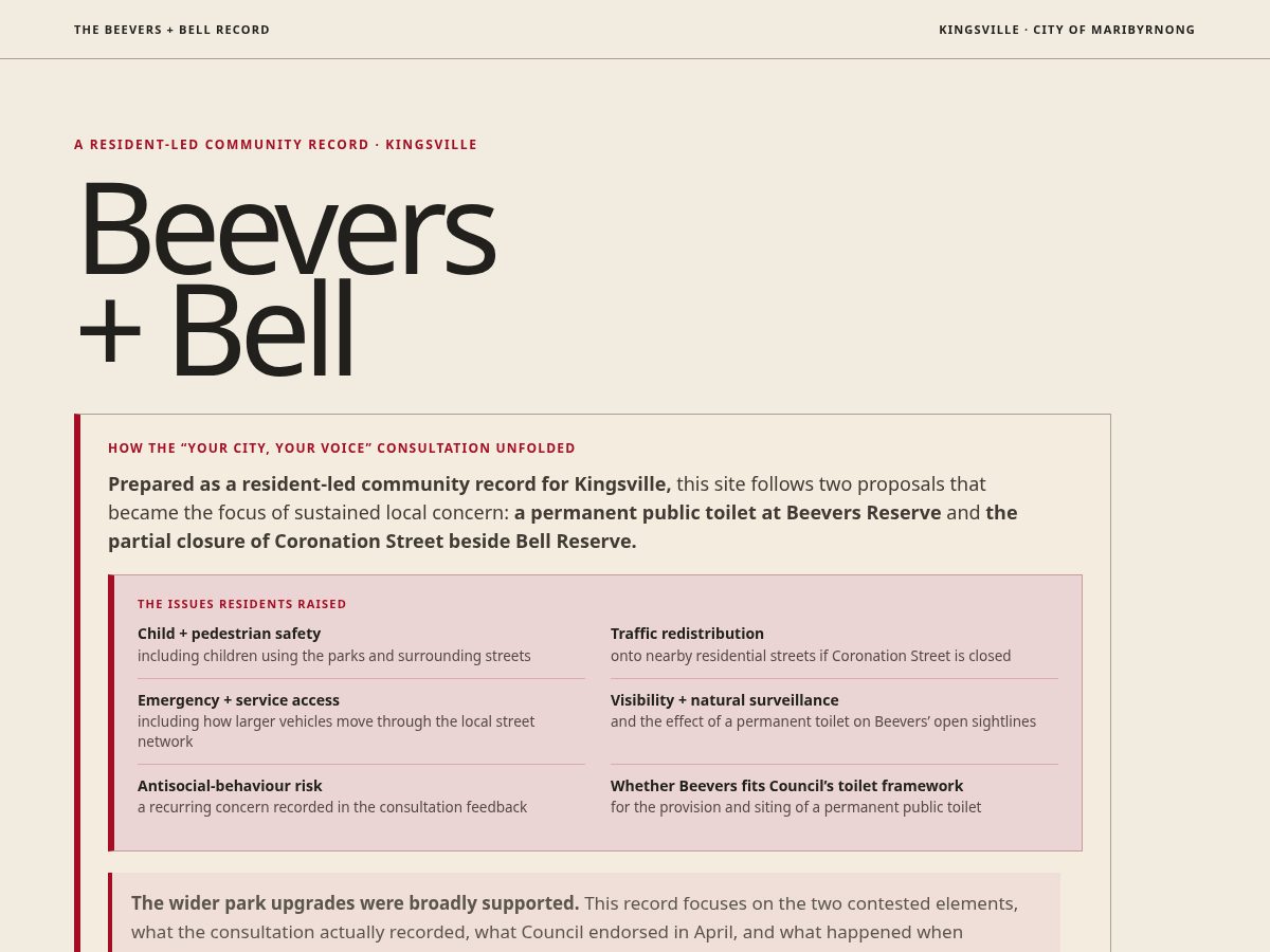 Landing-page snapshot of beeversbell.com