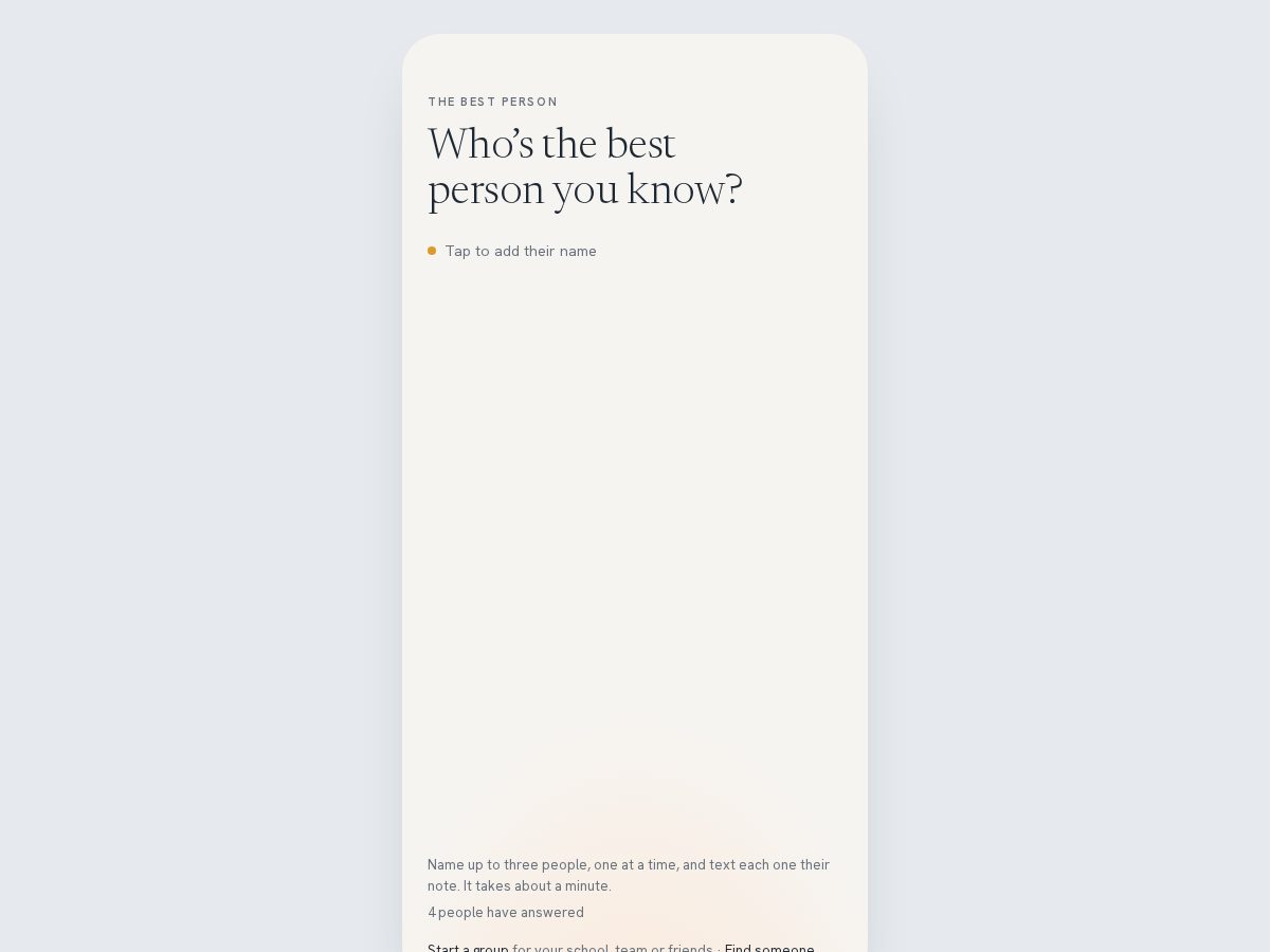 Landing-page snapshot of bestperson.app