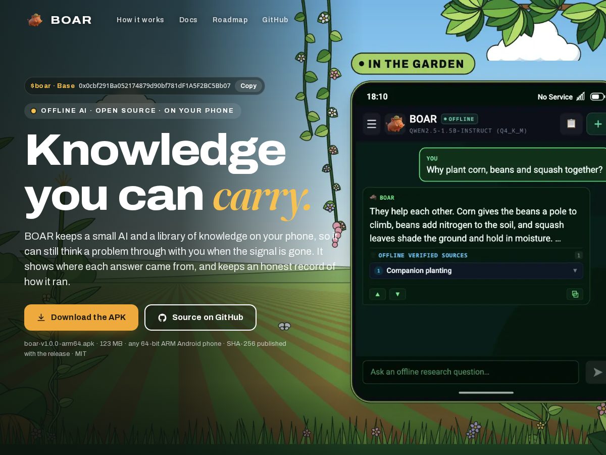 Landing-page snapshot of boarapp.com