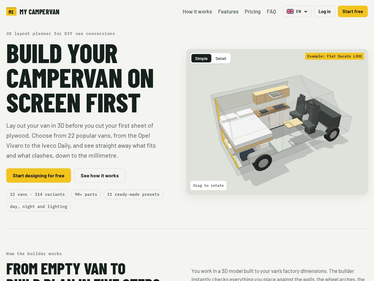 Landing-page snapshot of buildmycampervan.com