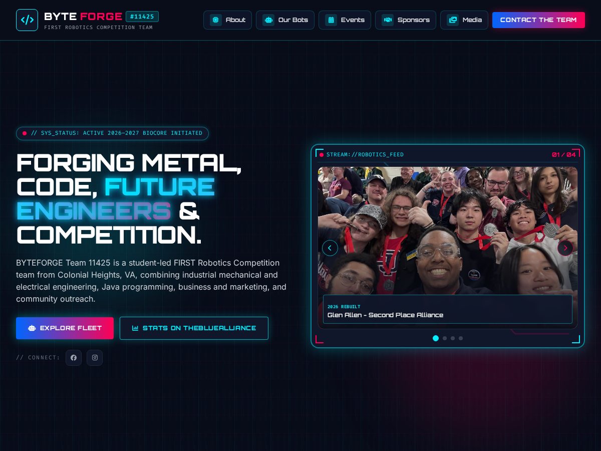 Landing-page snapshot of byteforgerobotics.com