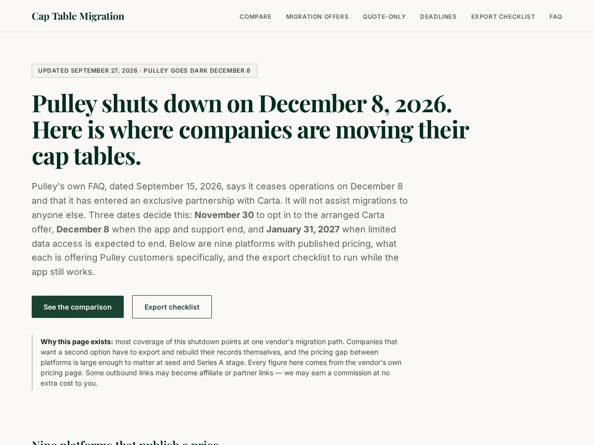 Landing-page snapshot of captablemigration.shop