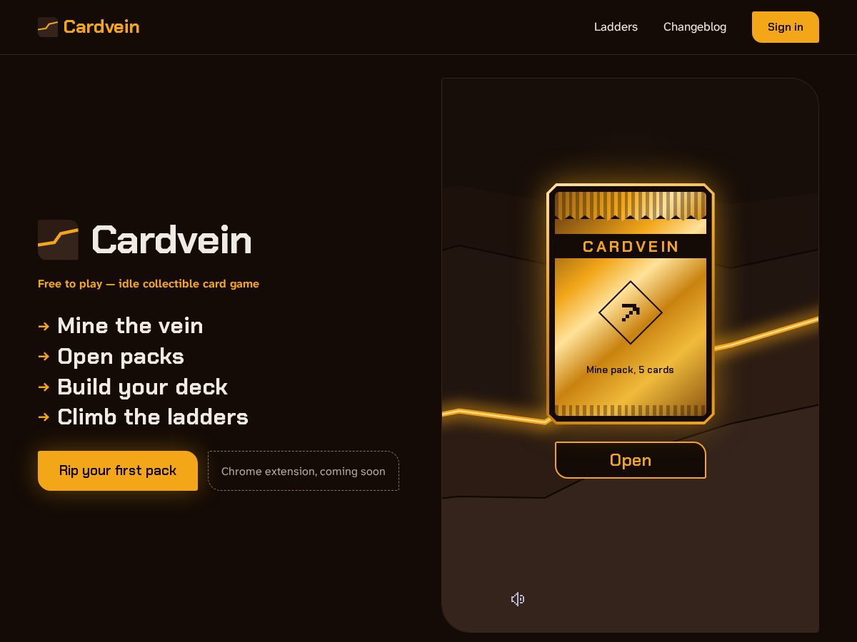 Landing-page snapshot of cardvein.com