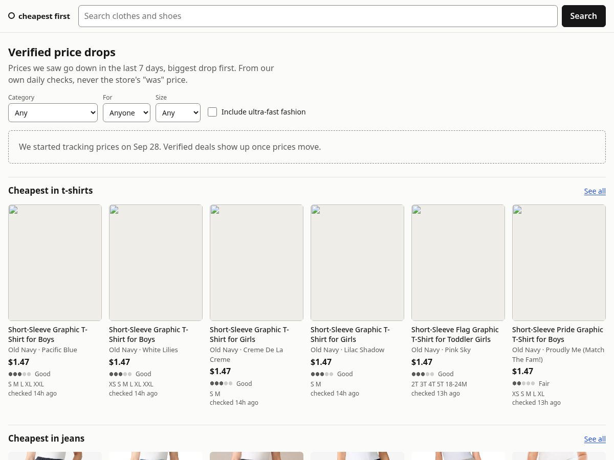 Landing-page snapshot of cheapestfirst.com