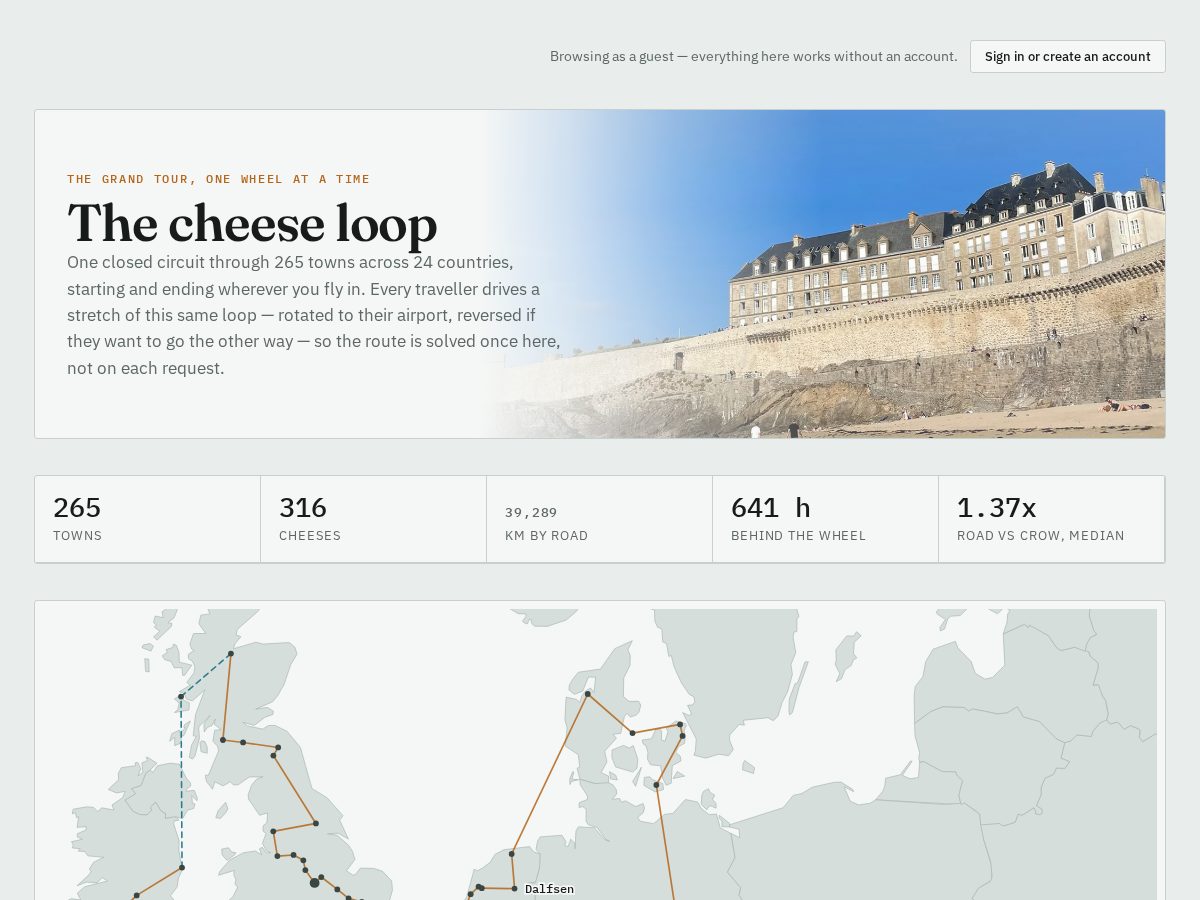 Landing-page snapshot of cheesetourist.com