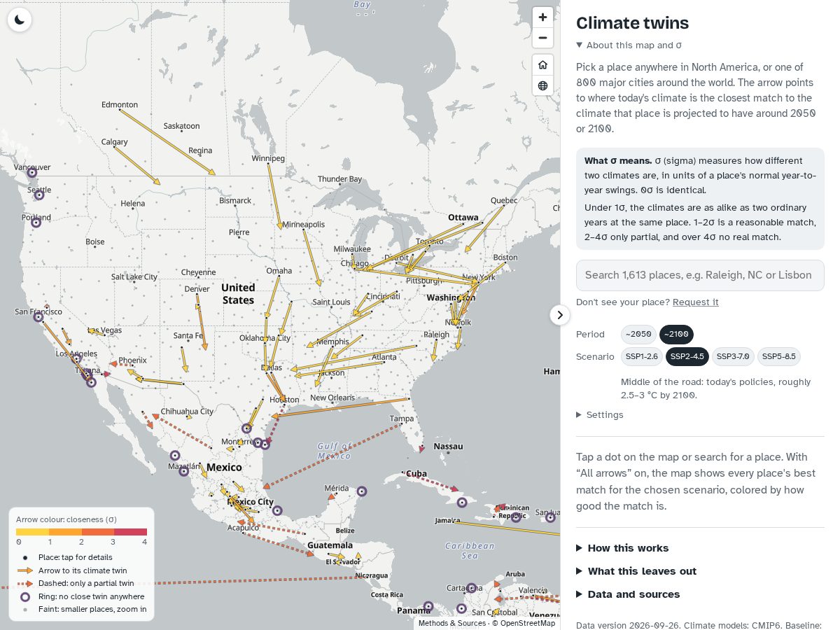 Landing-page snapshot of climatetwins.org