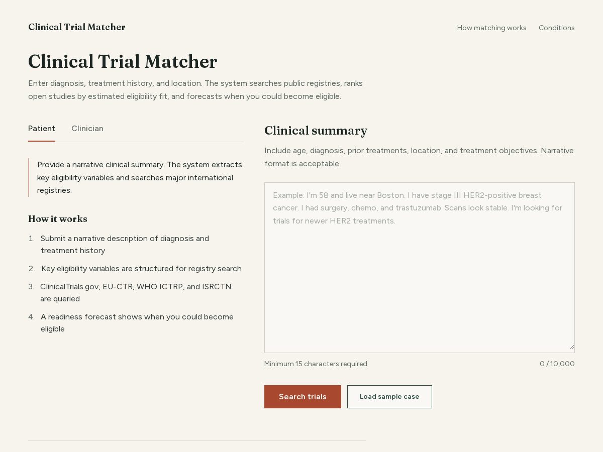 Landing-page snapshot of clinicaltrial.world