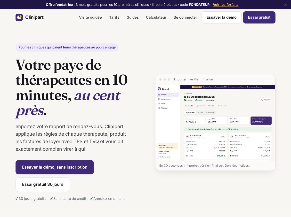 Landing-page snapshot of clinipart.com