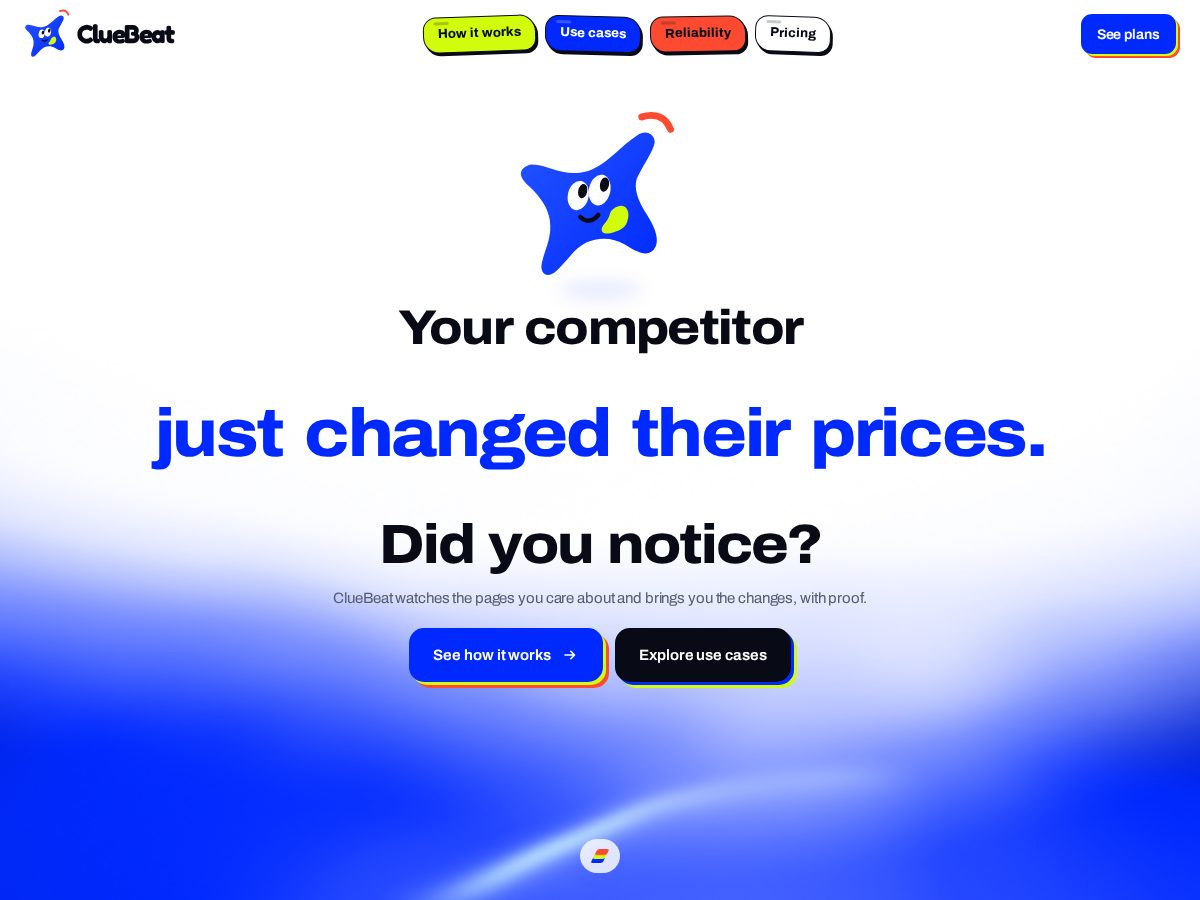 Landing-page snapshot of cluebeat.com