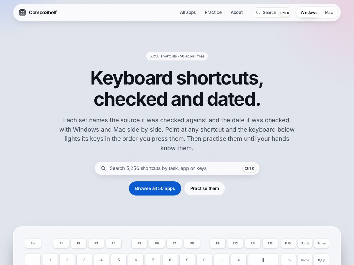 Landing-page snapshot of comboshelf.com