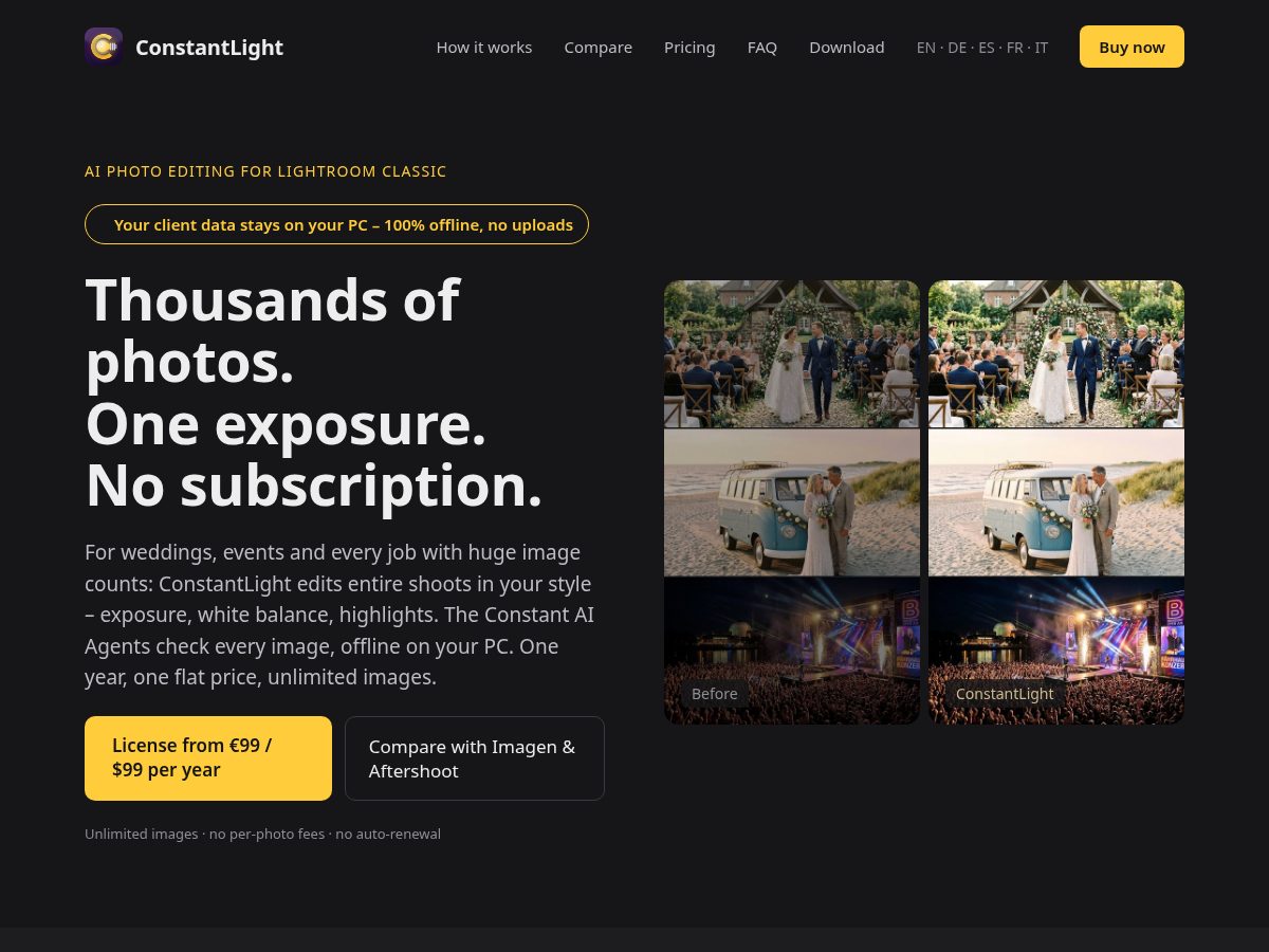 Landing-page snapshot of constantlight.app