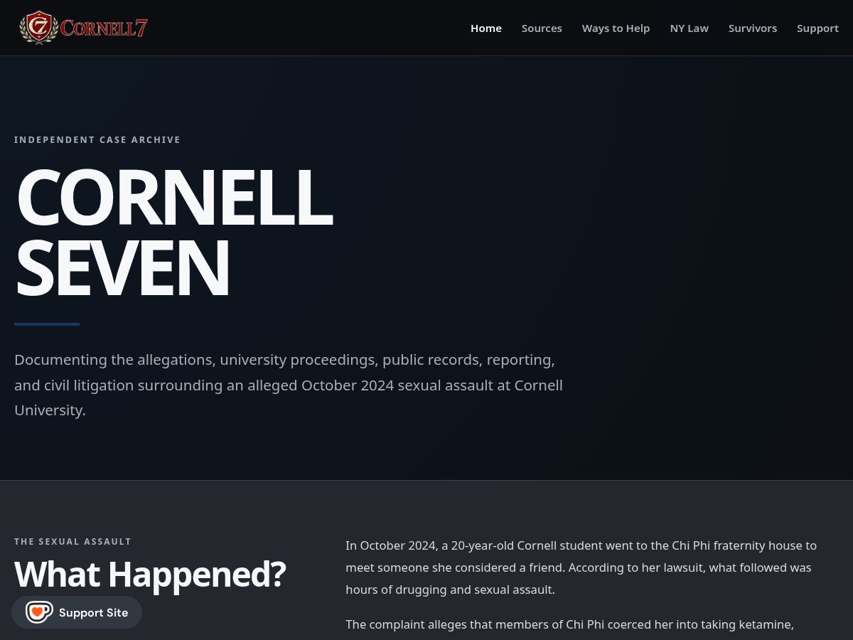 Landing-page snapshot of cornellseven.com