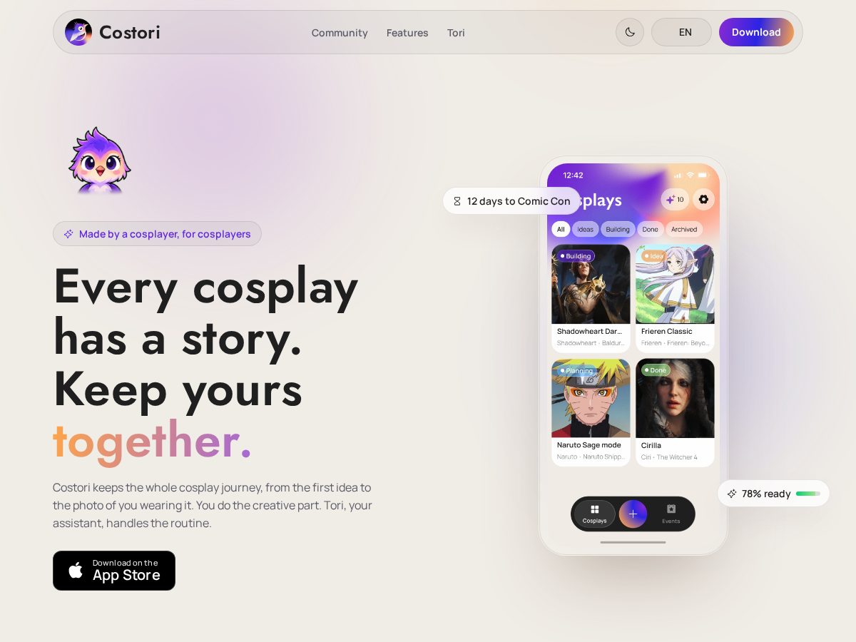 Landing-page snapshot of costori.app