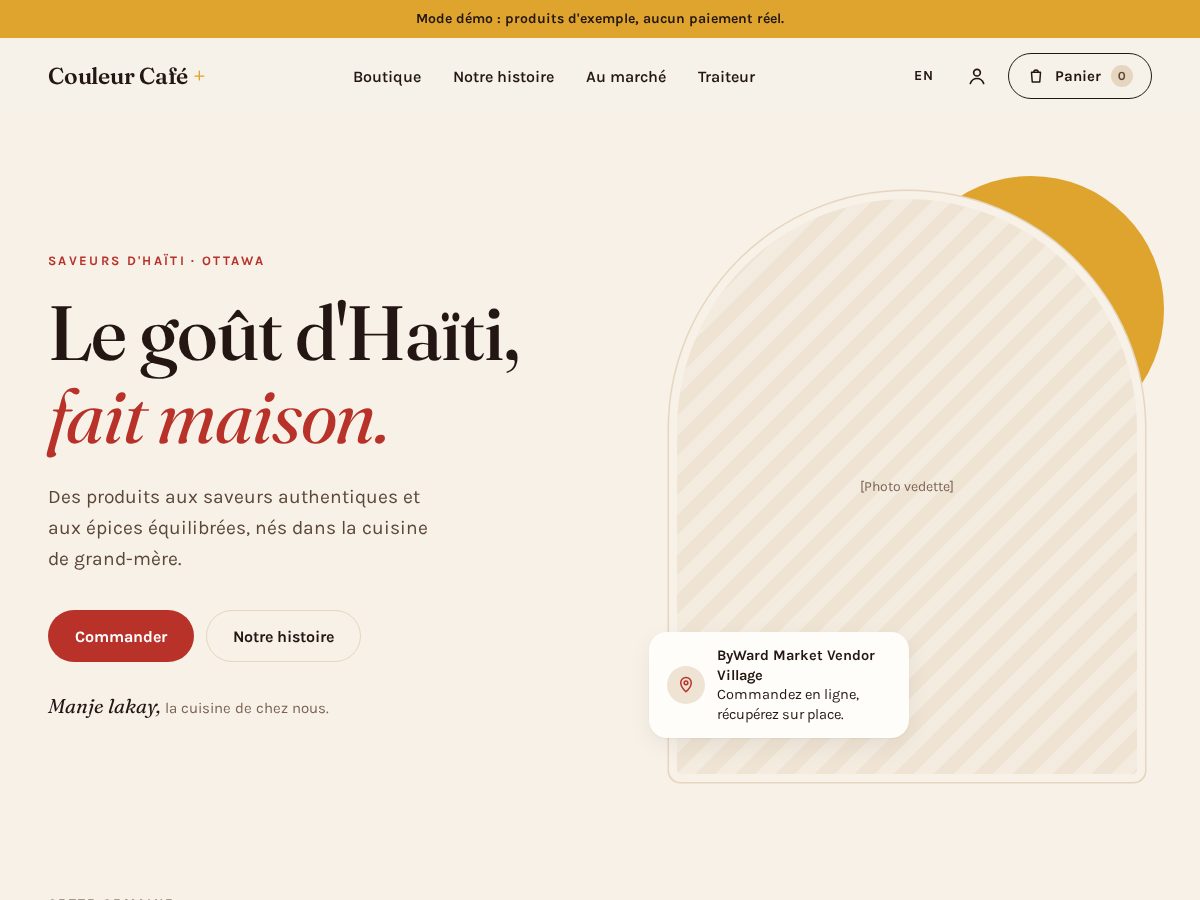 Landing-page snapshot of couleurcafe.store
