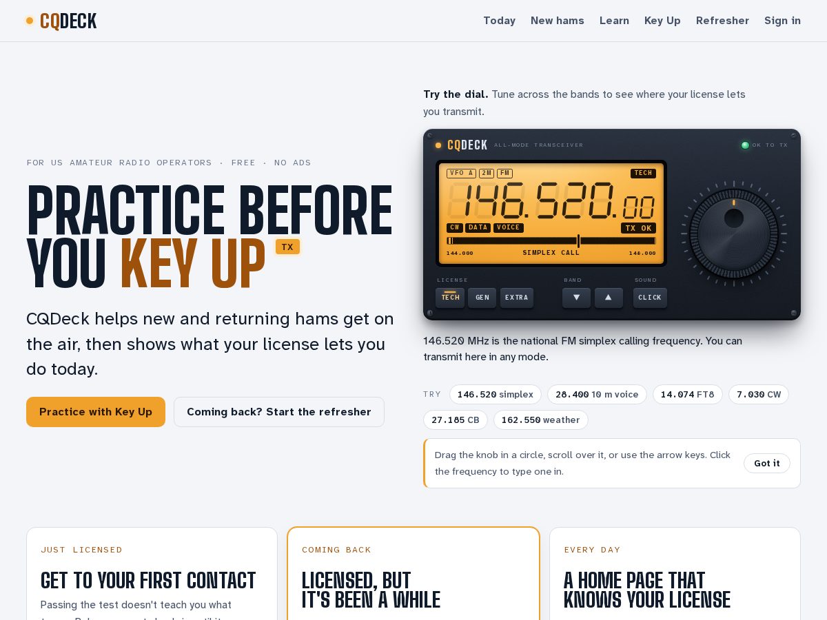 Landing-page snapshot of cqdeck.com
