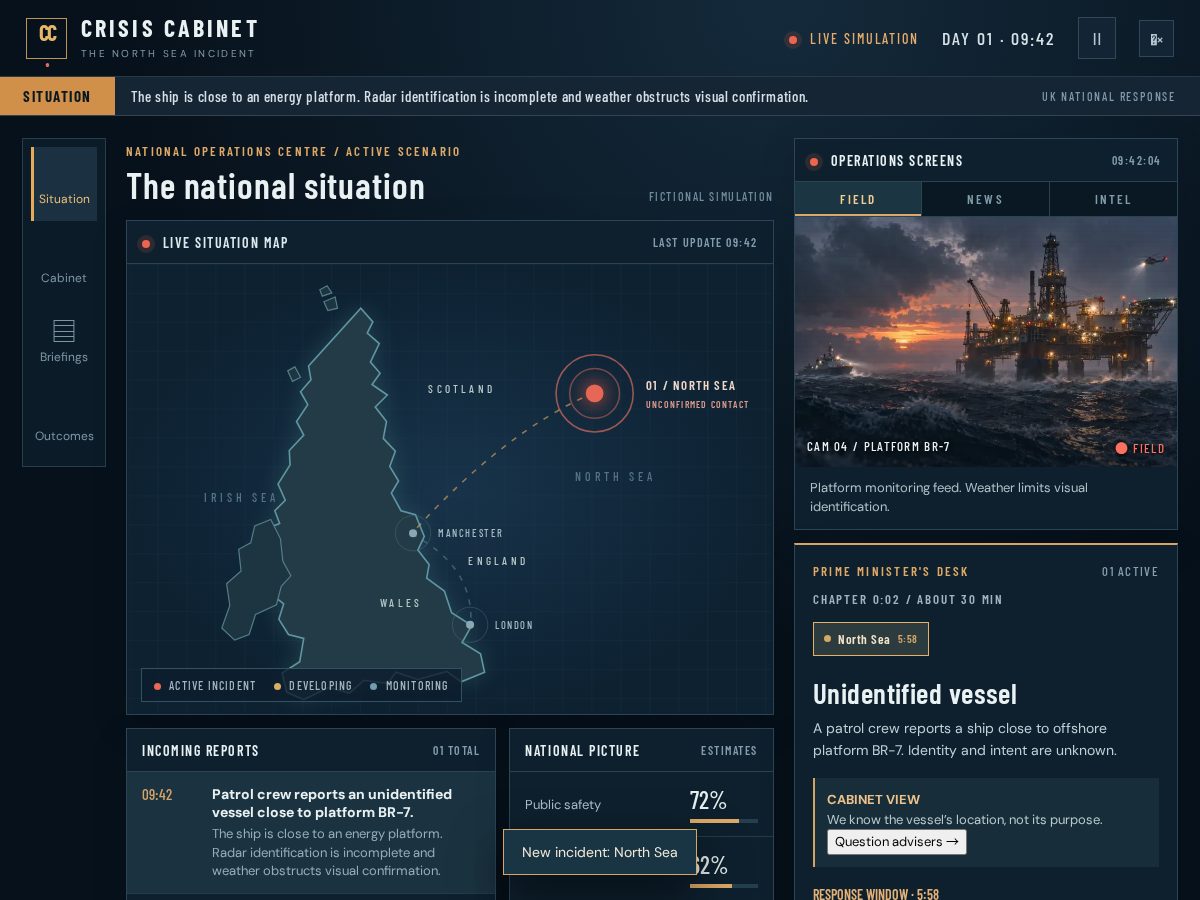 Landing-page snapshot of crisiscabinet.com