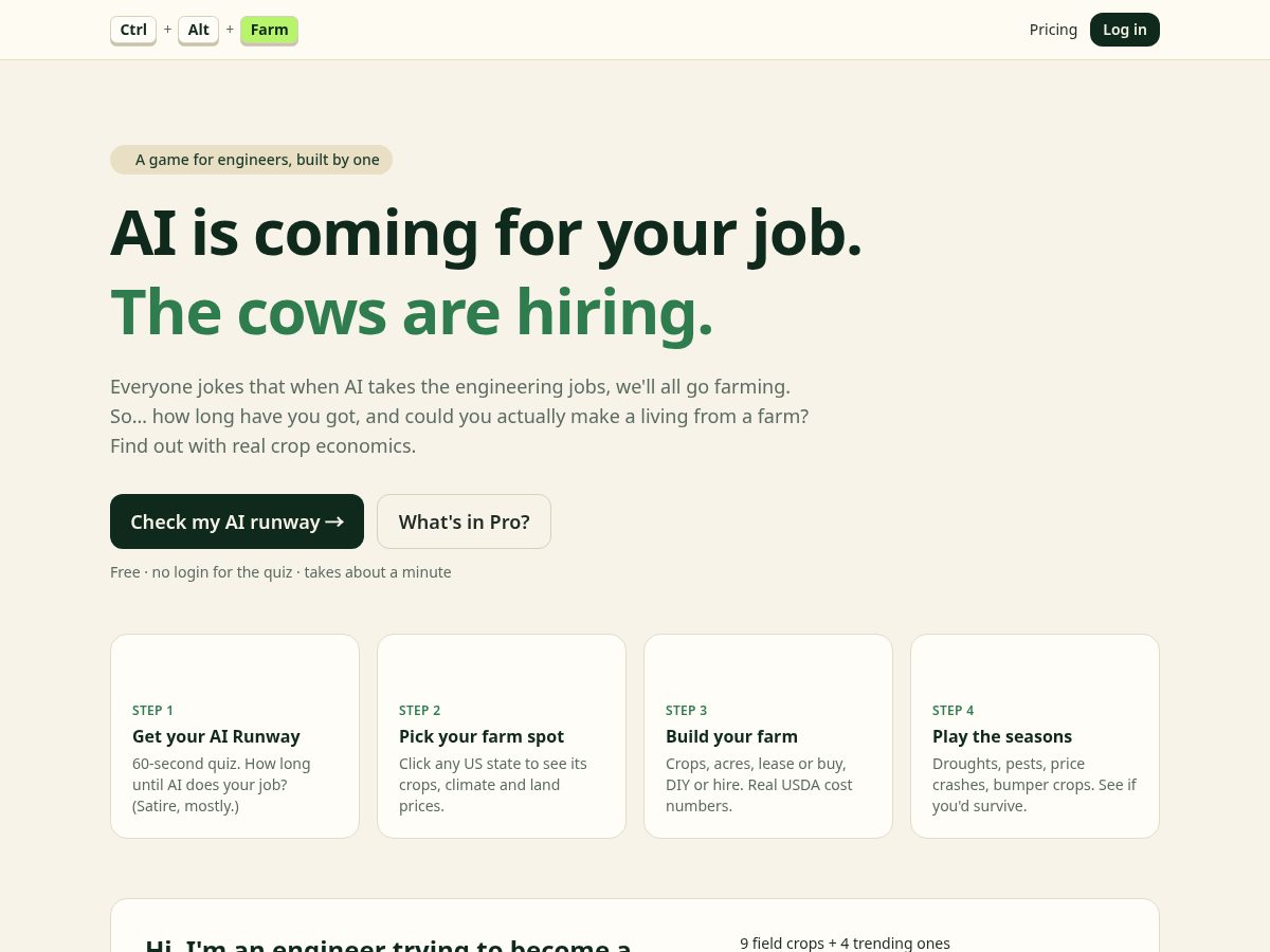 Landing-page snapshot of ctrlaltfarm.com