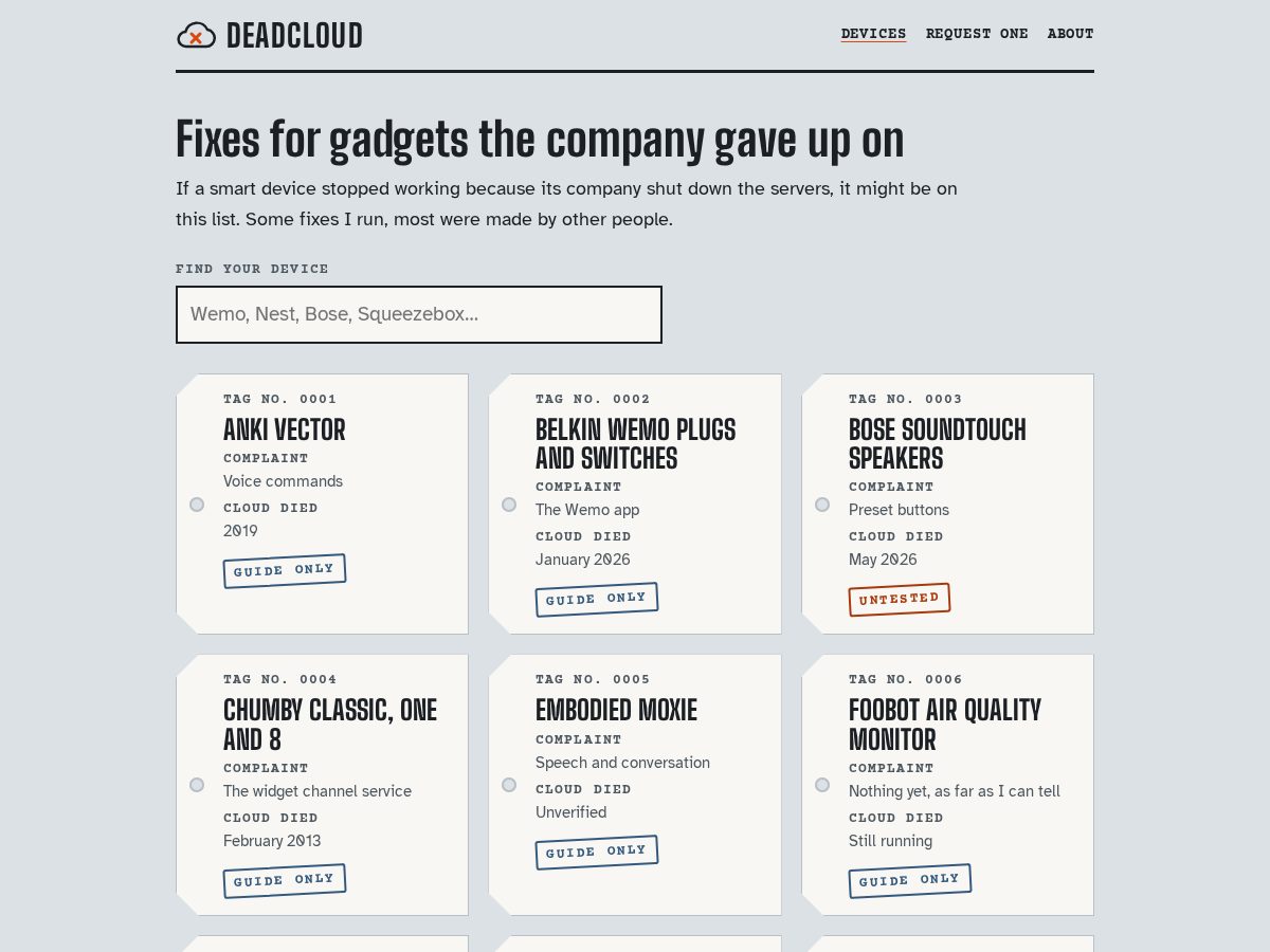 Landing-page snapshot of deadcloud.online
