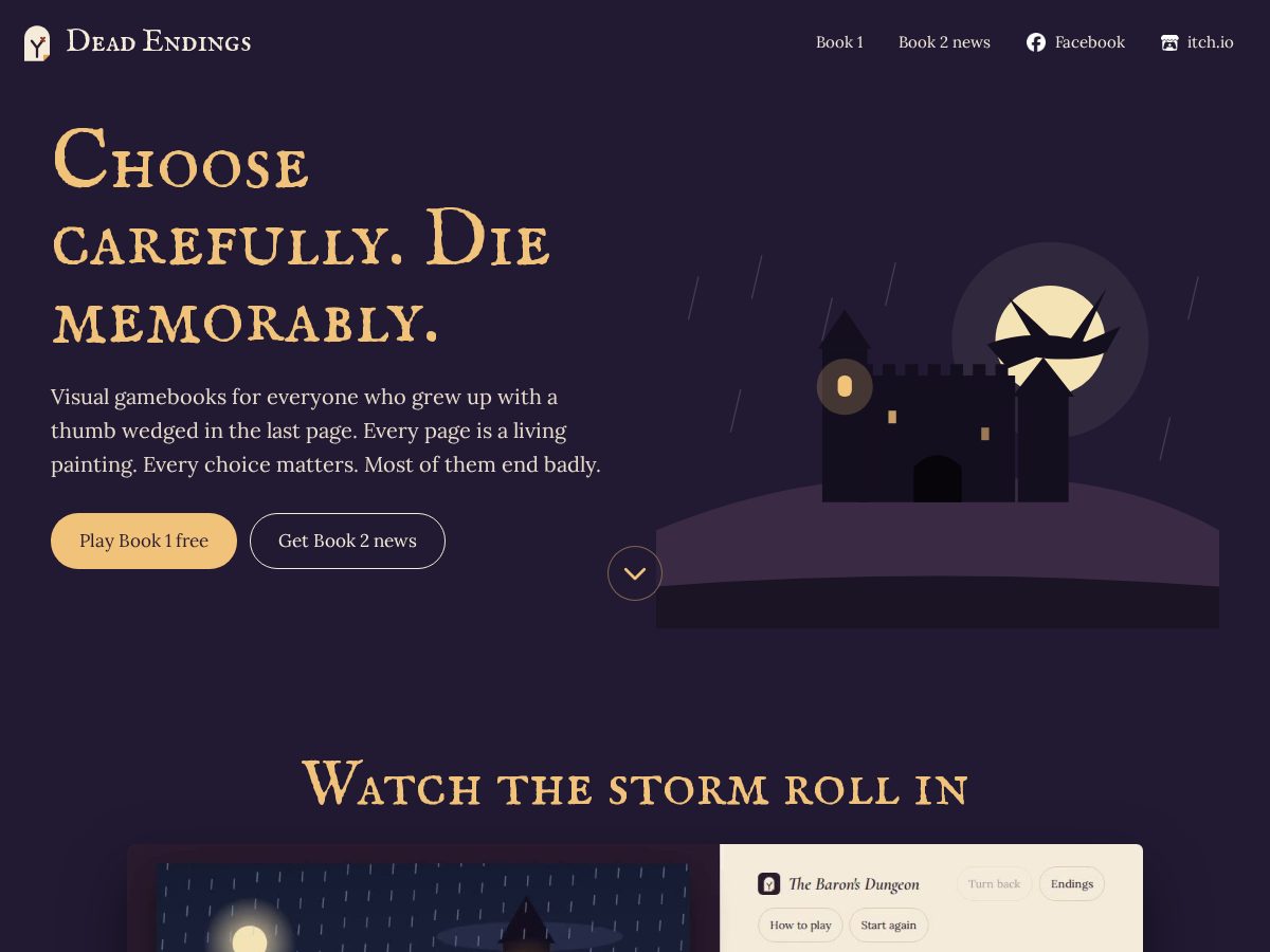 Landing-page snapshot of deadendings.com