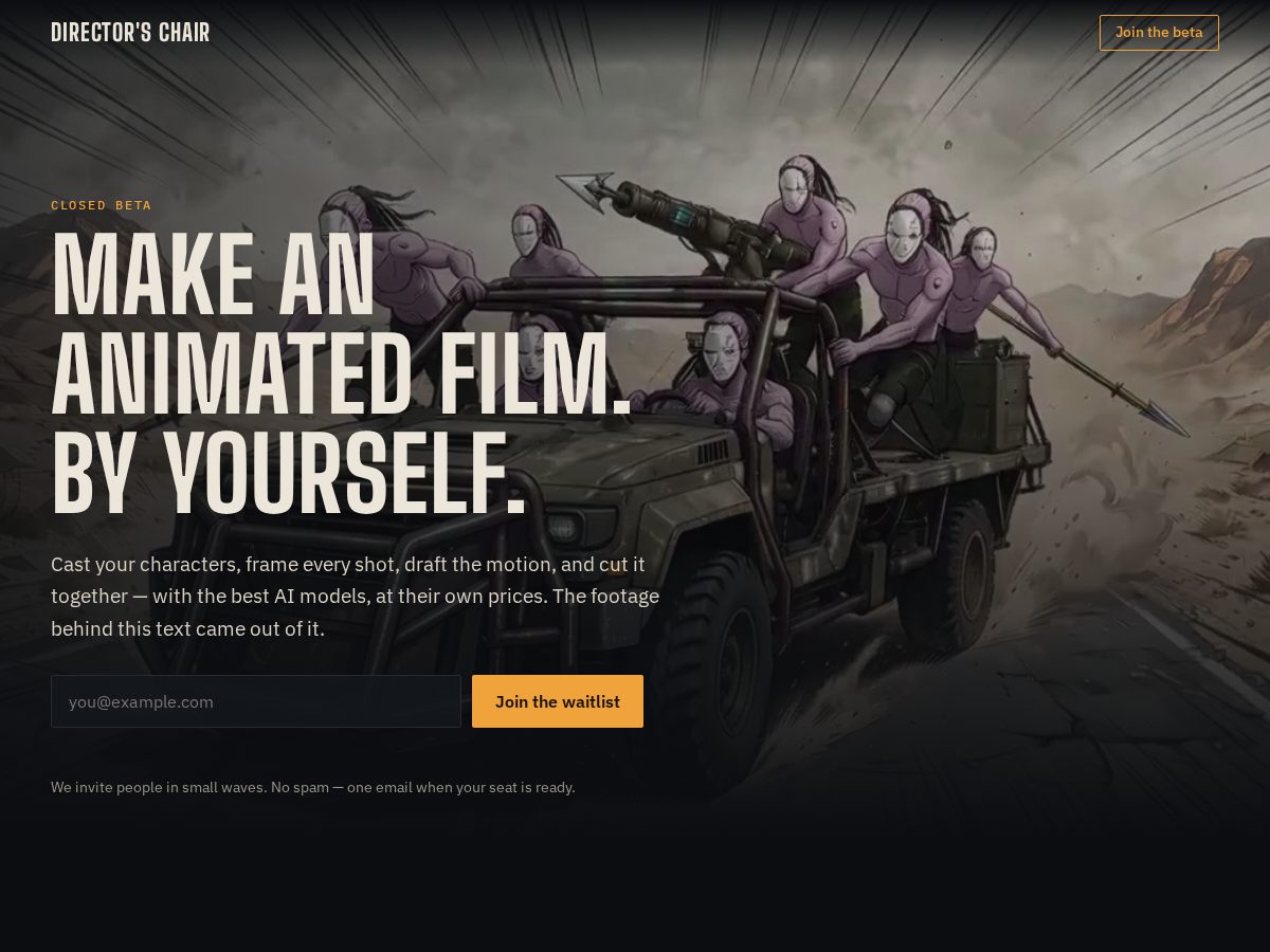 Landing-page snapshot of directorschair.studio