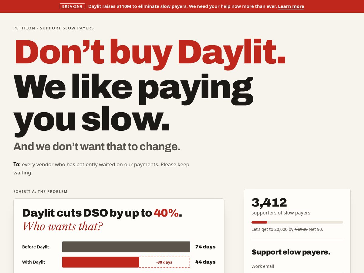 Landing-page snapshot of dontbuydaylit.com