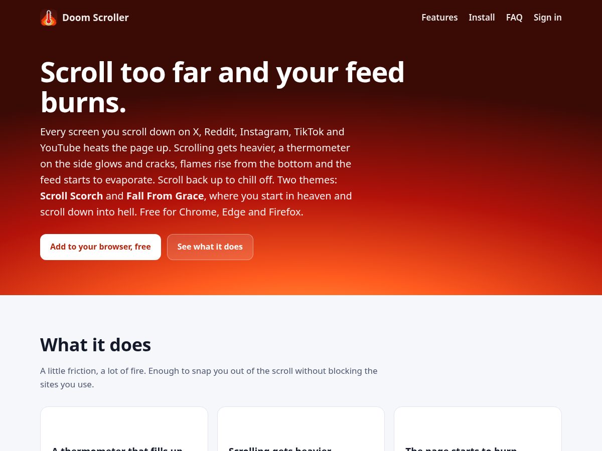 Landing-page snapshot of doomscrolled.app