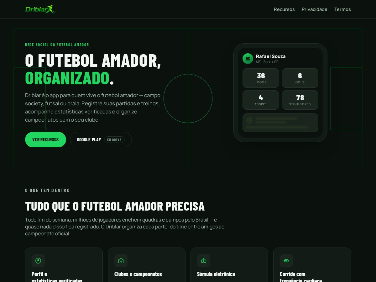 Landing-page snapshot of driblar.app