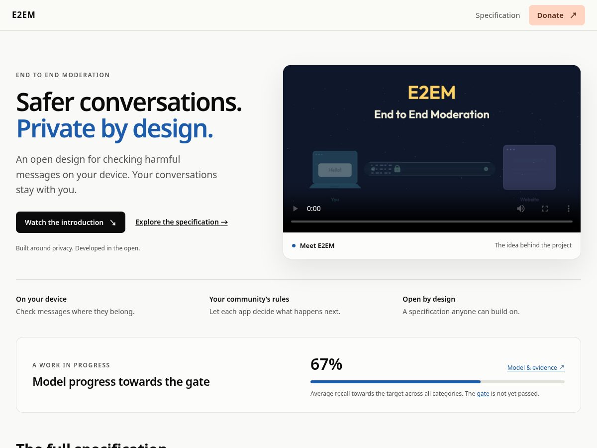 Landing-page snapshot of e2em.org
