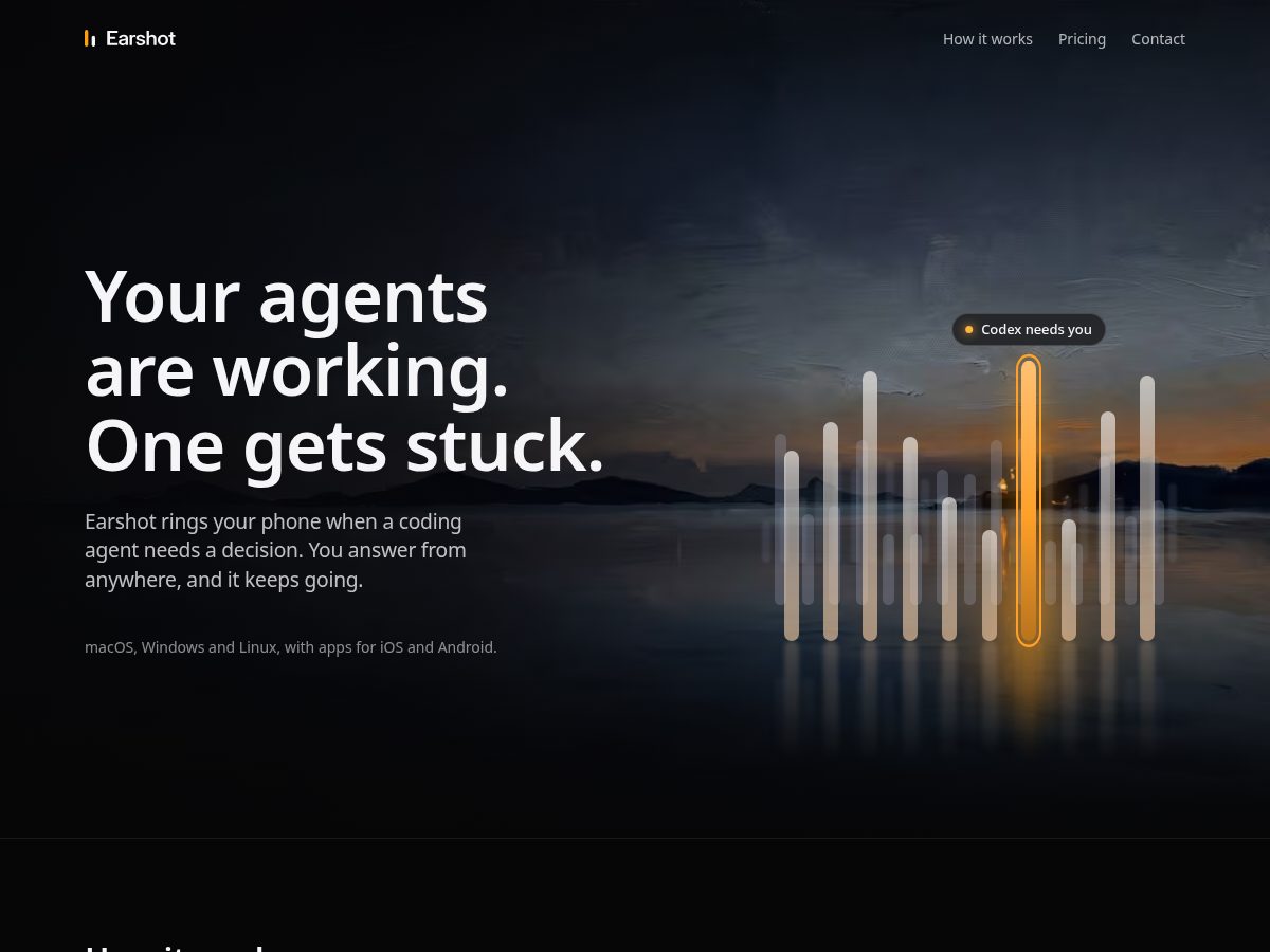 Landing-page snapshot of earshot.page